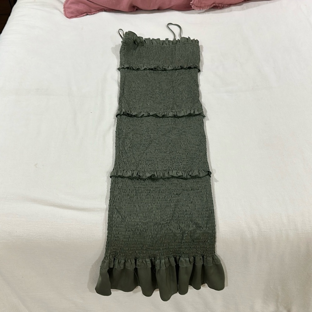 Pinkblush Strapless Green Ruffle Dress - Picture 2 of 2